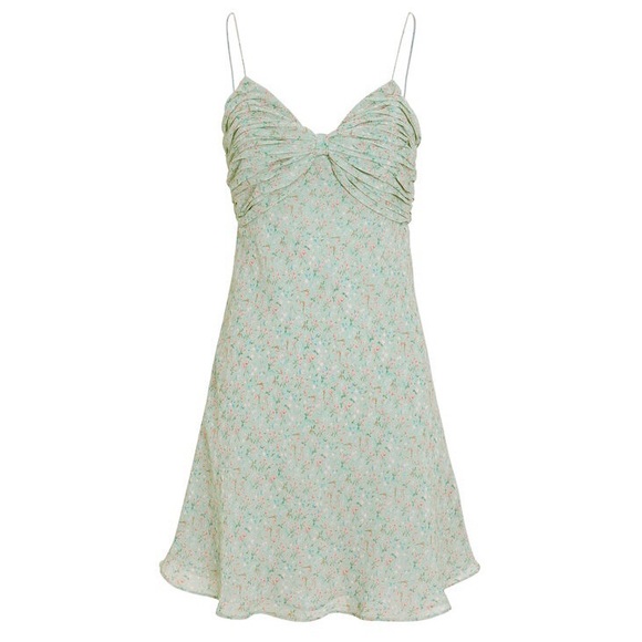 Divine Heritage Floral Printed Mini Teal Slip Dress - Picture 5 of 11